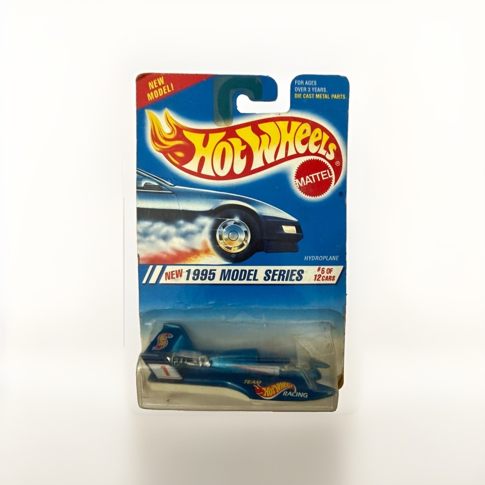 Hot Wheels 1995 Model Series #6 Hydroplane Blue w/ Race Team Tampos Brown Back